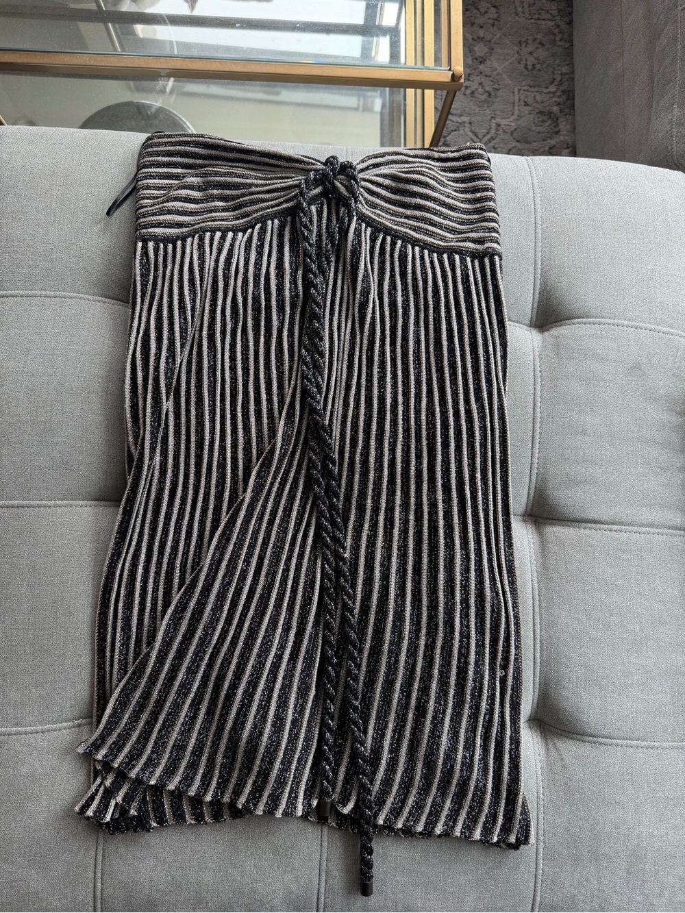 Missoni Metallic Knit Mini Halter Dress Black Silver